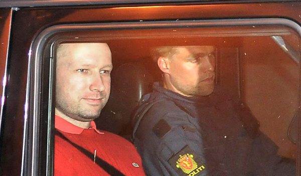 Breivik, smirking, after his arrest